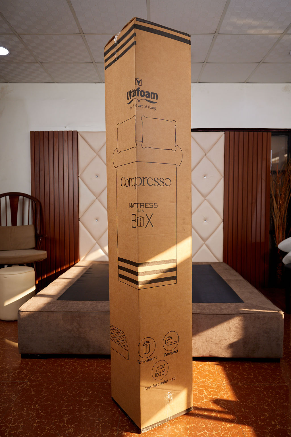 Vitafoam Compresso mattress in its box